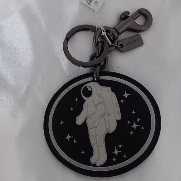 NWT Coach X NASA Space Astronaut black/multi Leather Bag Charm Key Ring - Picture 1 of 8